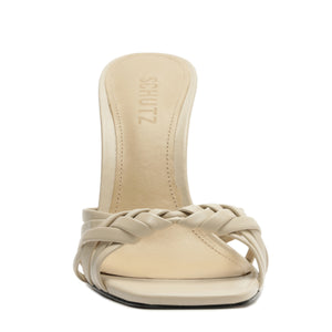 Tara Mule Leather Sandal in Sugar White