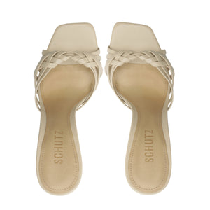 Tara Mule Leather Sandal in Sugar White