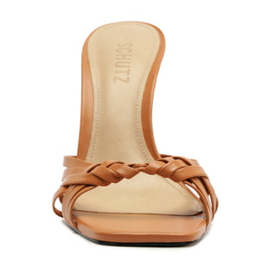 Tara Mule Leather Sandal in Earth Clay