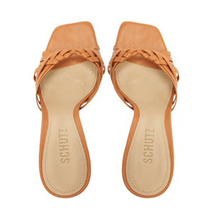 Tara Mule Leather Sandal in Earth Clay