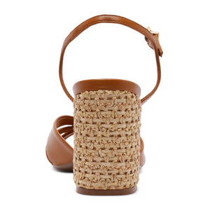 Keefa Raffia High Block in Burnt Honey