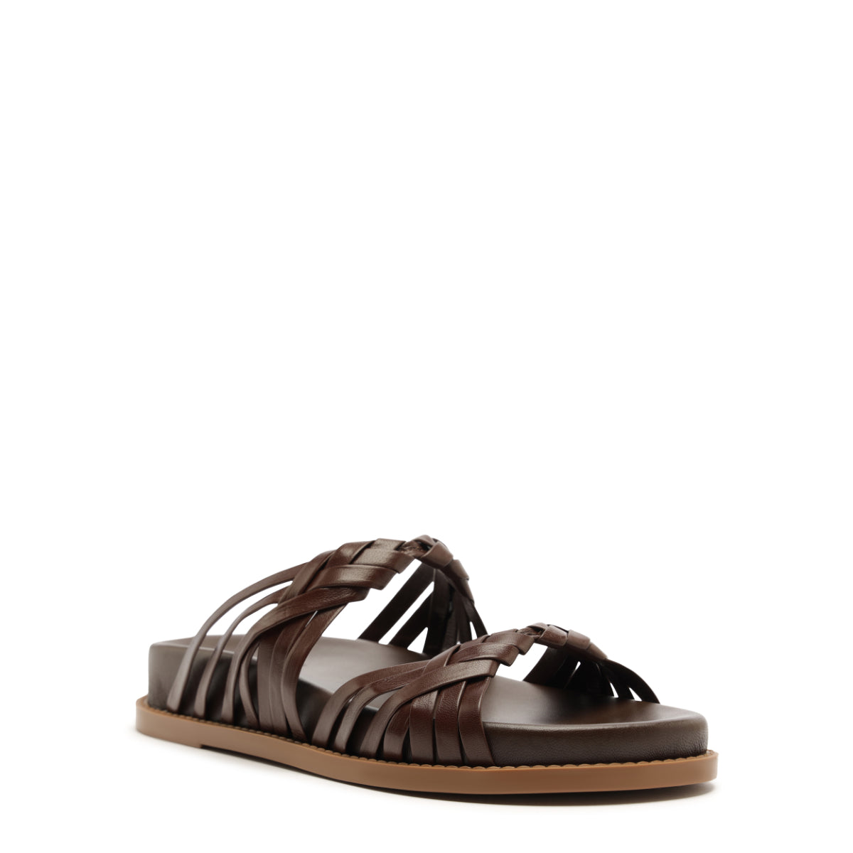 Tara Sporty Leather Sandal in Chestnut Brown