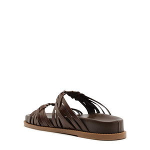 Tara Sporty Leather Sandal in Chestnut Brown