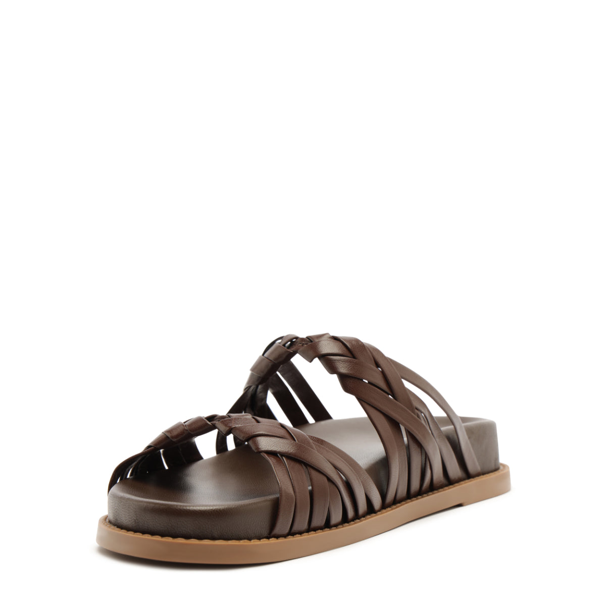Tara Sporty Leather Sandal in Chestnut Brown