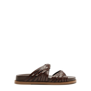 Tara Sporty Leather Sandal in Chestnut Brown