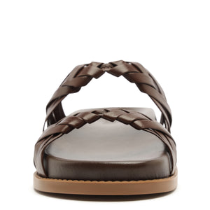 Tara Sporty Leather Sandal in Chestnut Brown