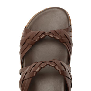 Tara Sporty Leather Sandal in Chestnut Brown