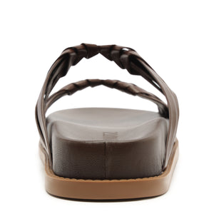 Tara Sporty Leather Sandal in Chestnut Brown