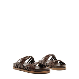 Tara Sporty Leather Sandal in Chestnut Brown