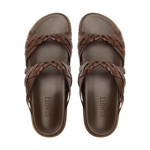 Tara Sporty Leather Sandal in Chestnut Brown