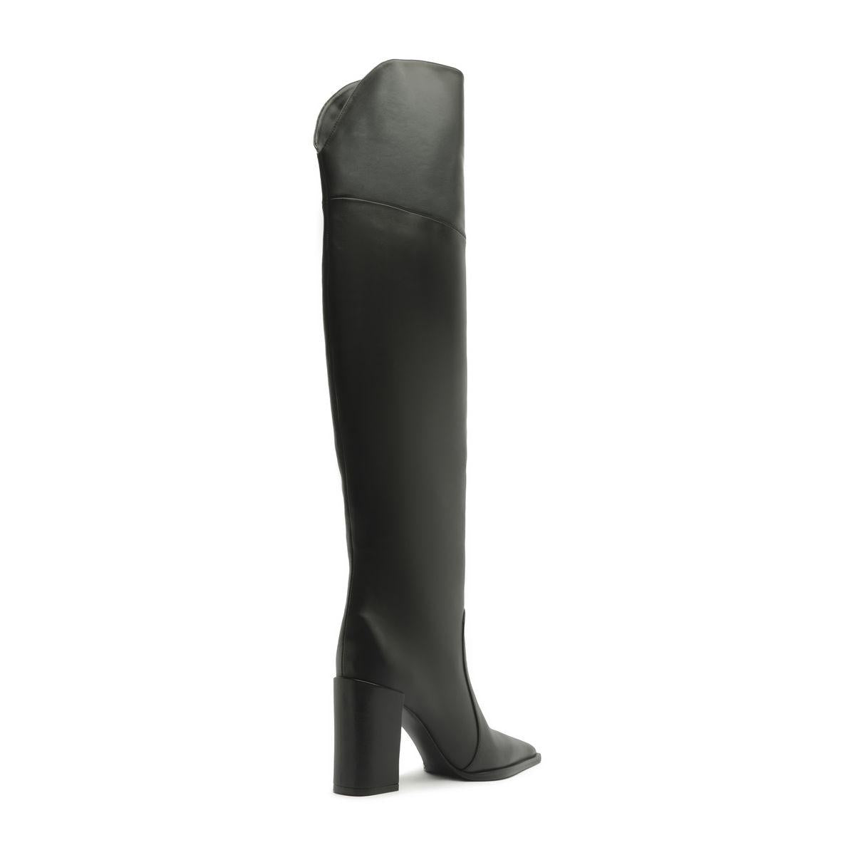 Raffaela Over The Knee Leather Boot in Black