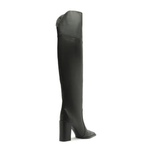Raffaela Over The Knee Leather Boot in Black