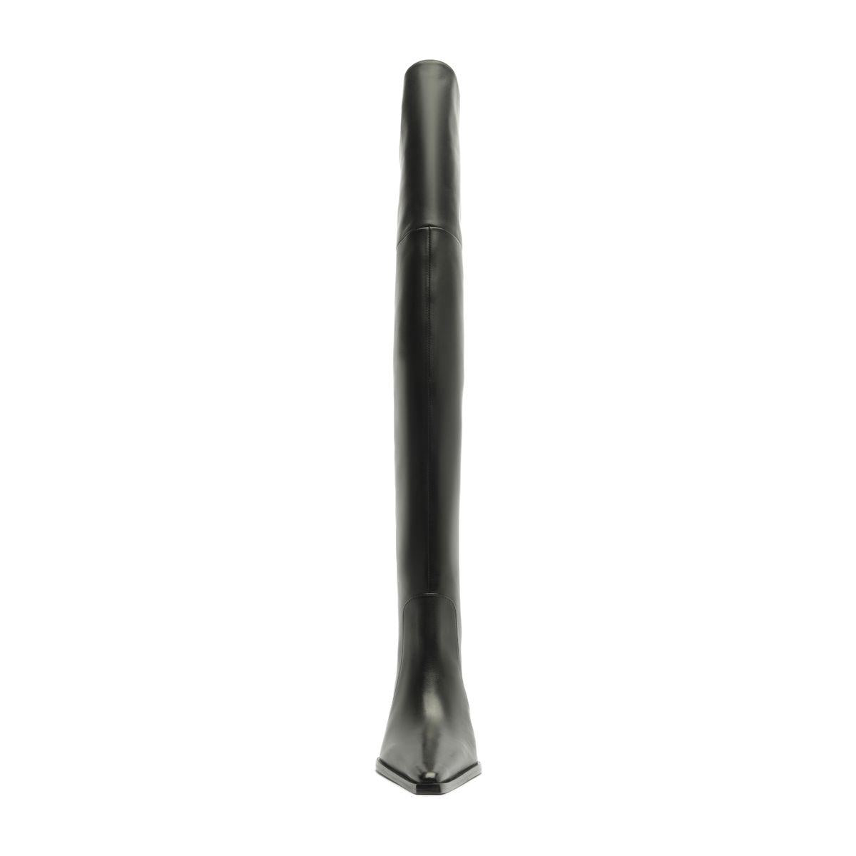 Front view of Raffaela over-the-knee leather boot in black with a tall shaft on a white background