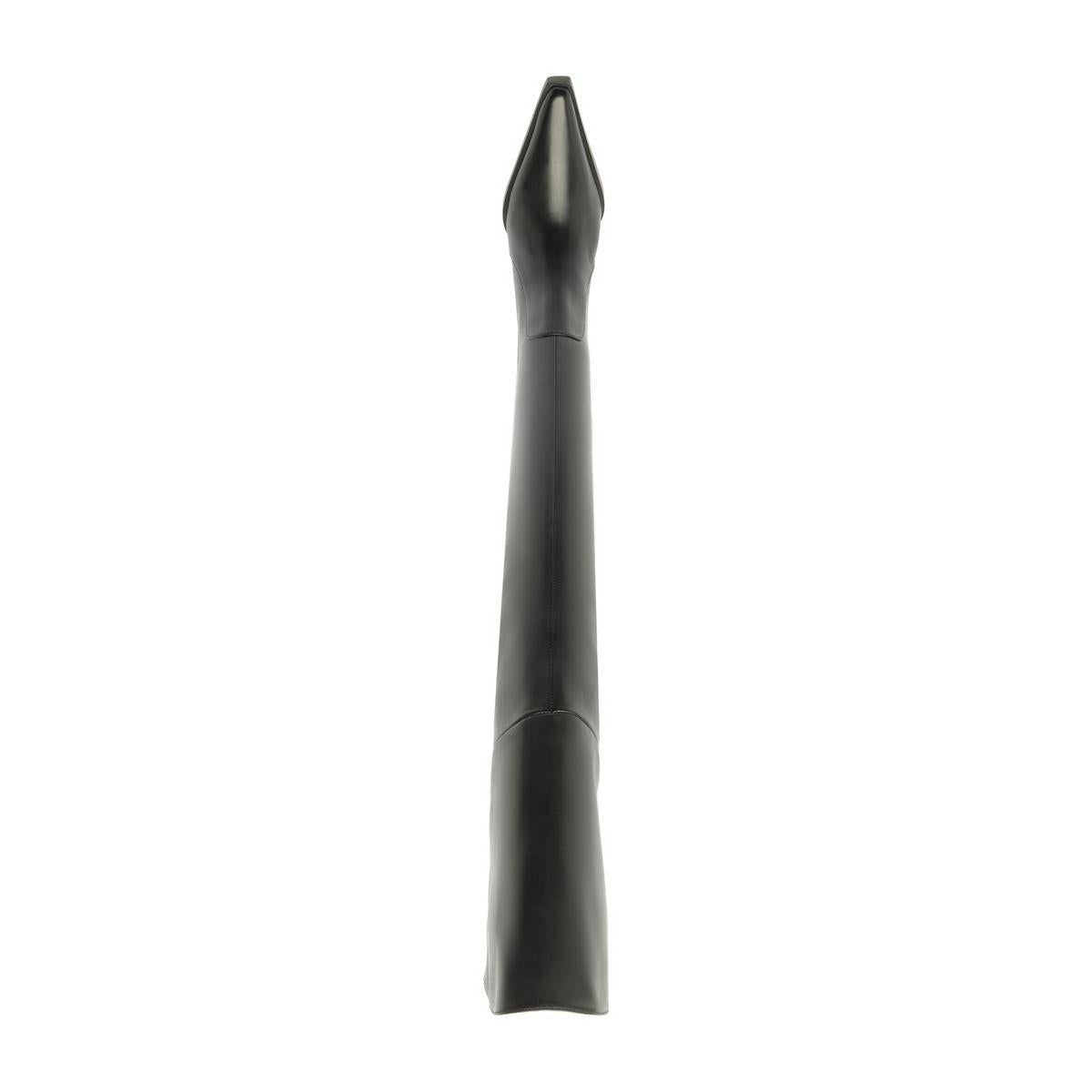 Front view of Raffaela over-the-knee leather boot in black showcasing its tall shaft against a white background