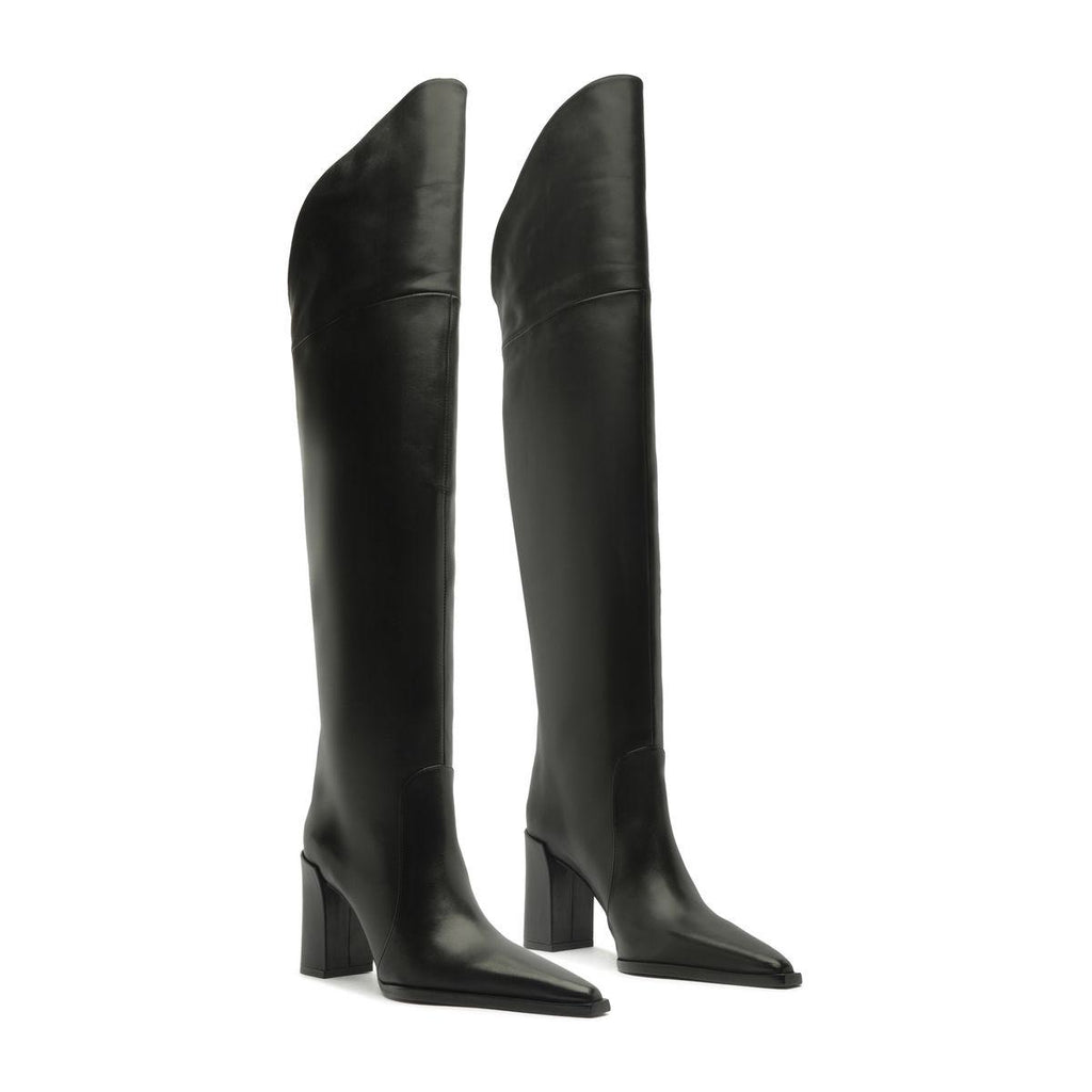 Raffaela Over The Knee Leather Boot in Black