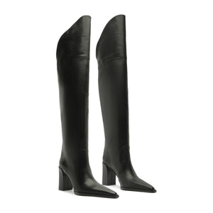 Raffaela Over The Knee Leather Boot in Black