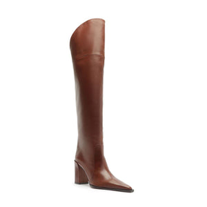 Raffaela Over The Knee Leather Boot in Warm Toffee