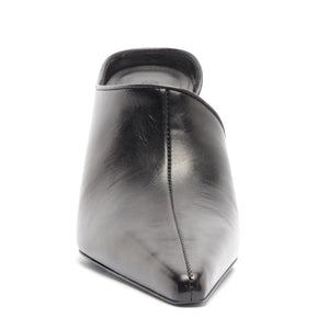 Rear view of Abby Leather Pump in Black showcasing its leather upper and center seam against a white background