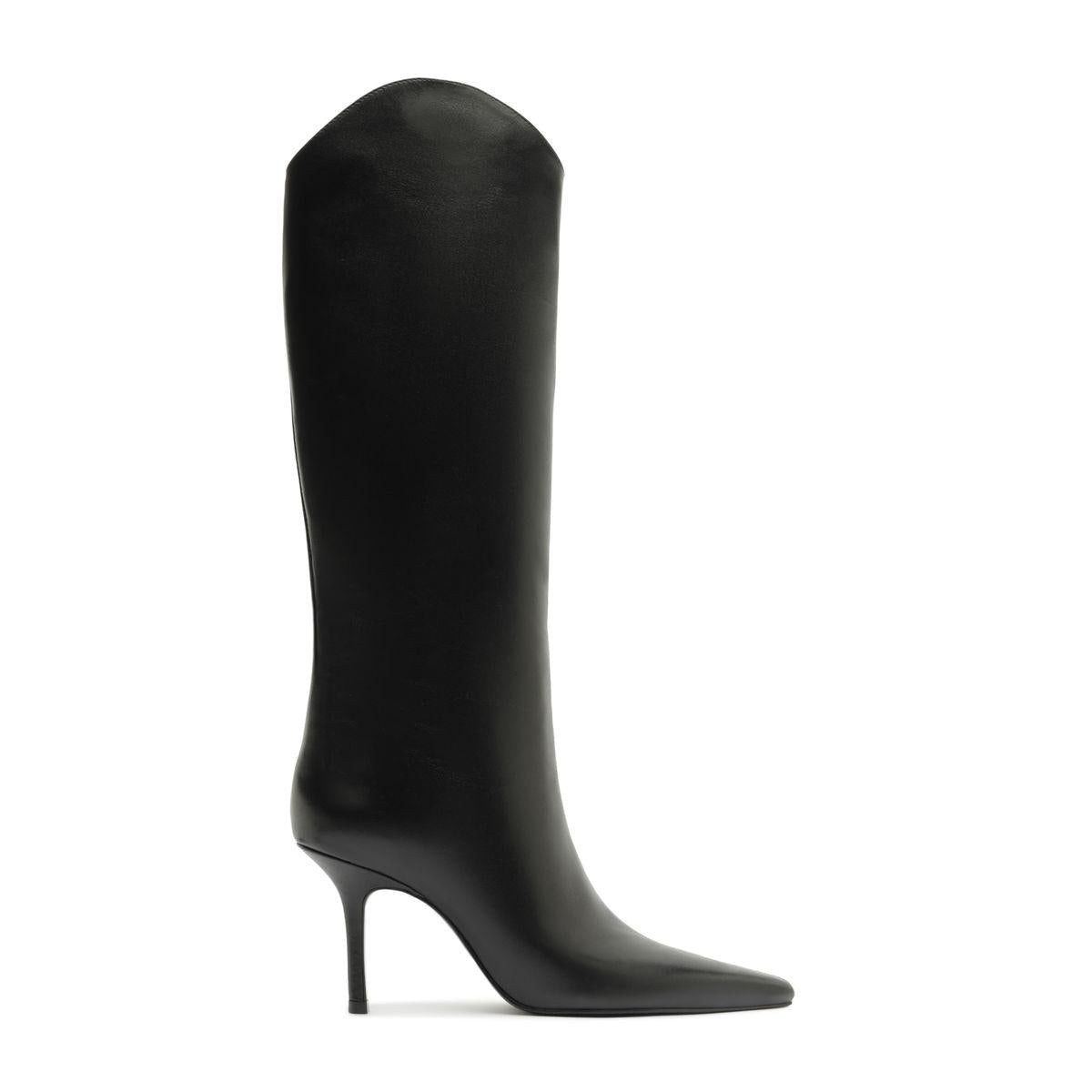 Mary Ellen Leather Boot in Black