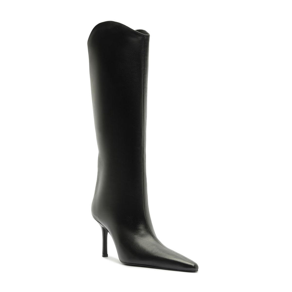 Mary Ellen Leather Boot in Black