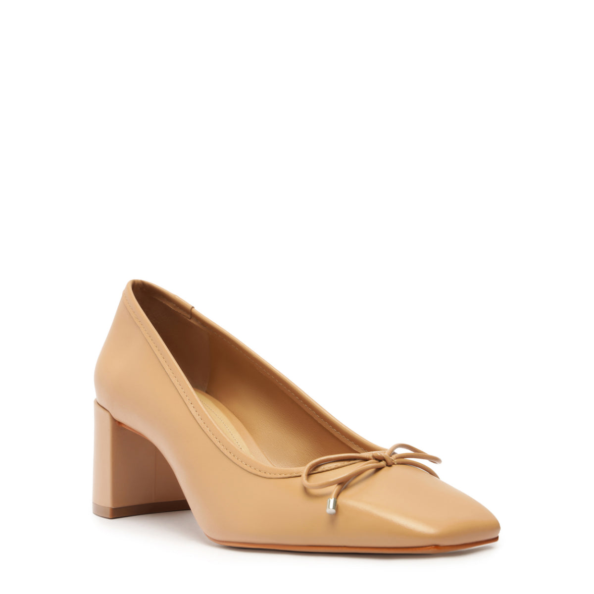 Arissa Block Nappa Leather Pump in Beige