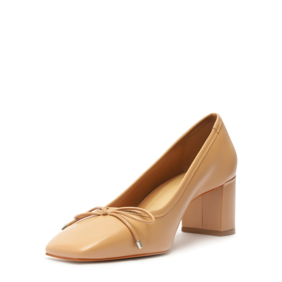 Arissa Block Nappa Leather Pump in Beige