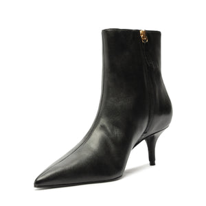 Mikki Mid Leather Bootie in Black