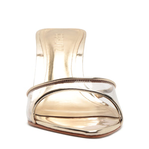 Elodie Vinyl Metallic Synthetic Sandal in Platinum