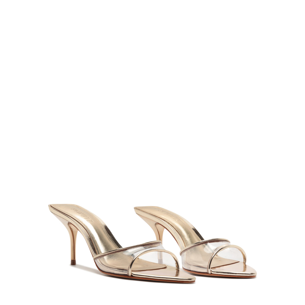 Elodie Vinyl Metallic Synthetic Sandal in Platinum