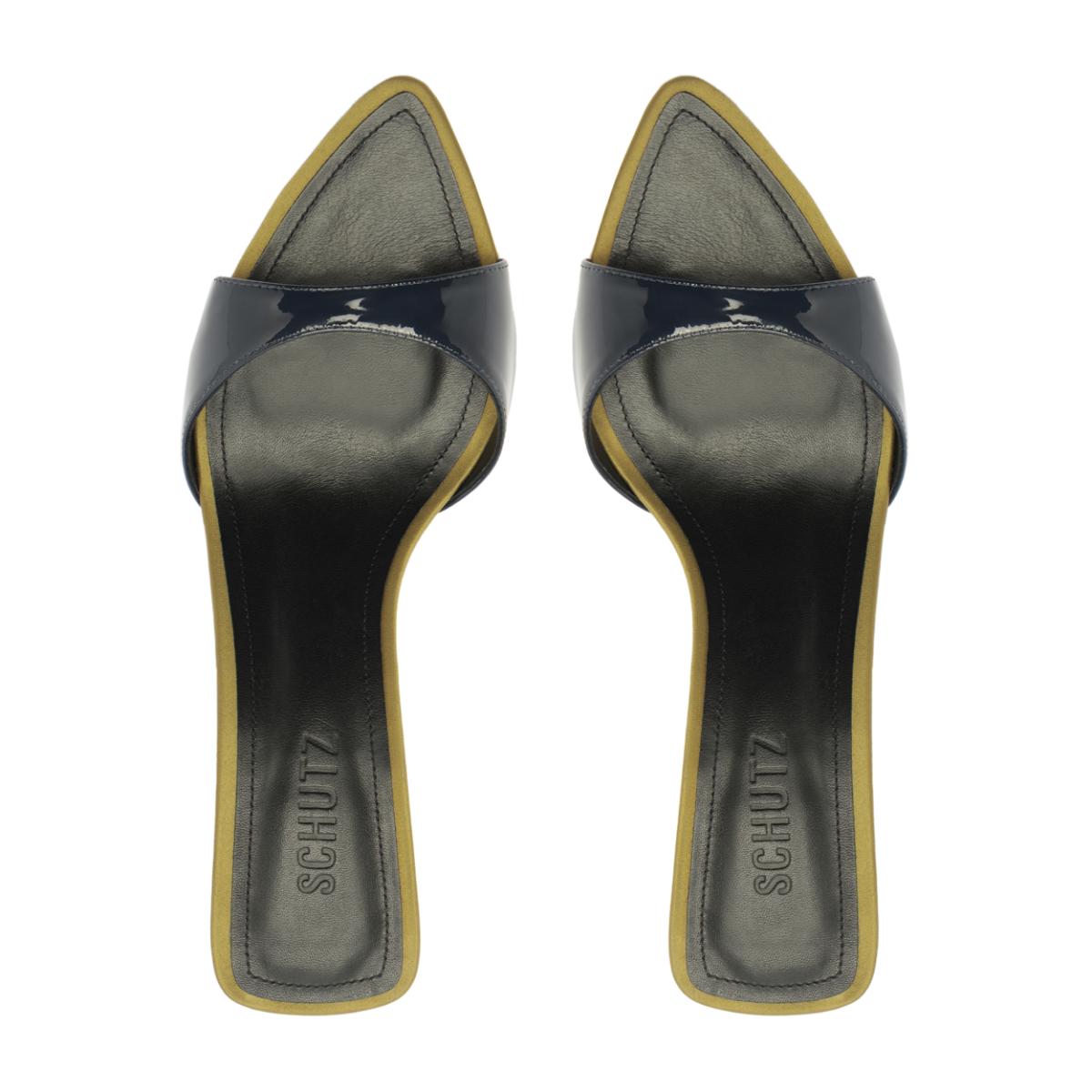 Elodie Patent Sandal in Oxford Blue