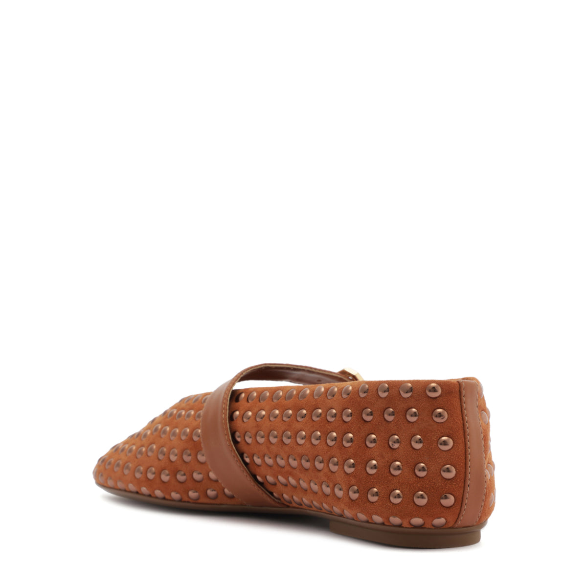 Eiza Shine Suede Flat in Hazel Caramel