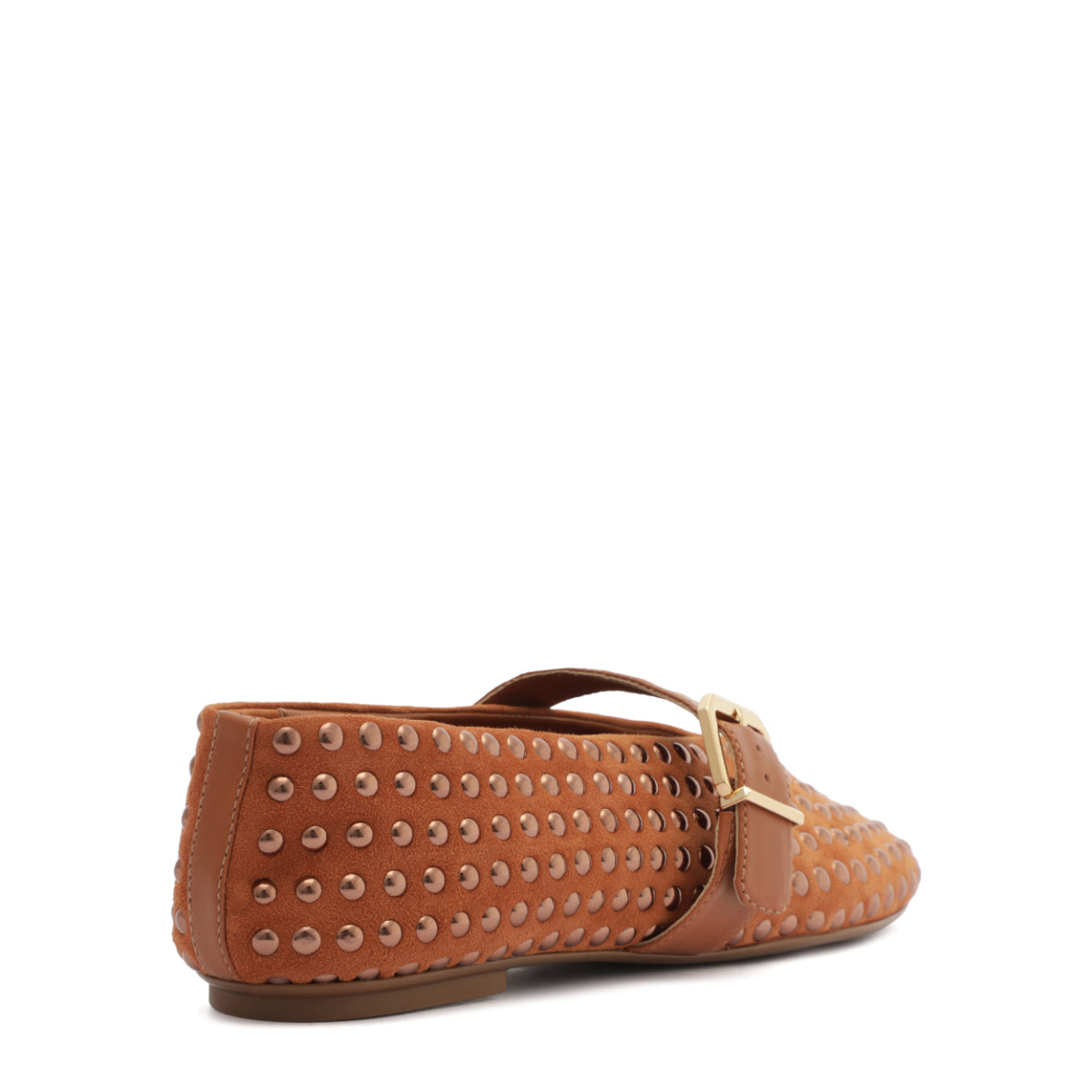 Eiza Shine Suede Flat in Hazel Caramel
