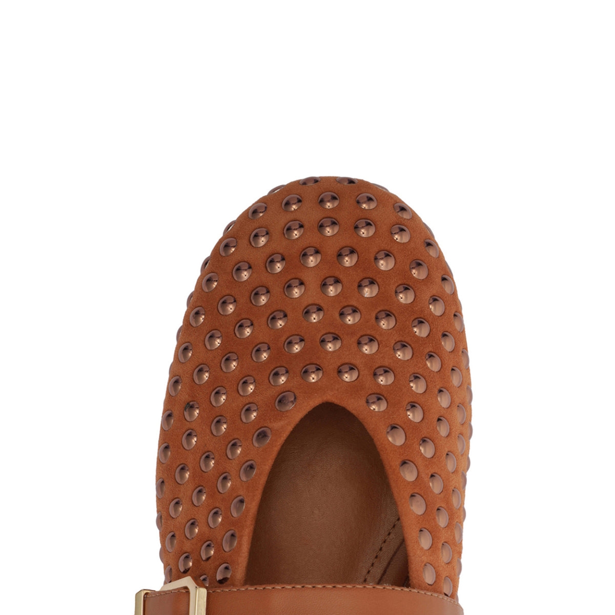 Eiza Shine Suede Flat in Hazel Caramel