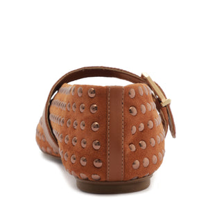 Eiza Shine Suede Flat in Hazel Caramel
