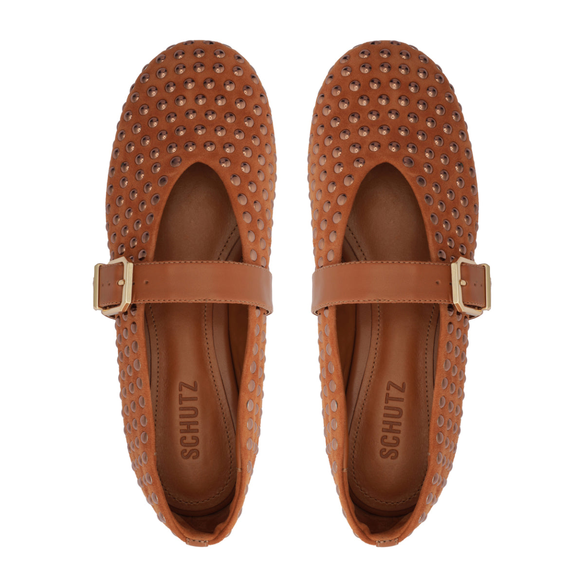 Eiza Shine Suede Flat in Hazel Caramel