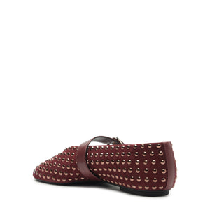 Eiza Shine Suede Flat in Vino