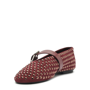 Eiza Shine Suede Flat in Vino