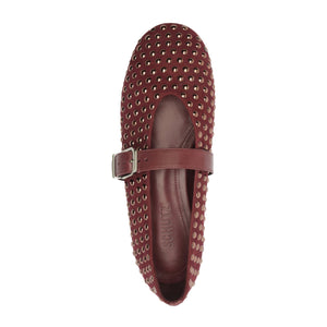 Eiza Shine Suede Flat in Vino