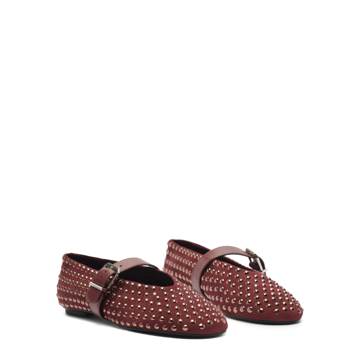 Eiza Shine Suede Flat in Vino