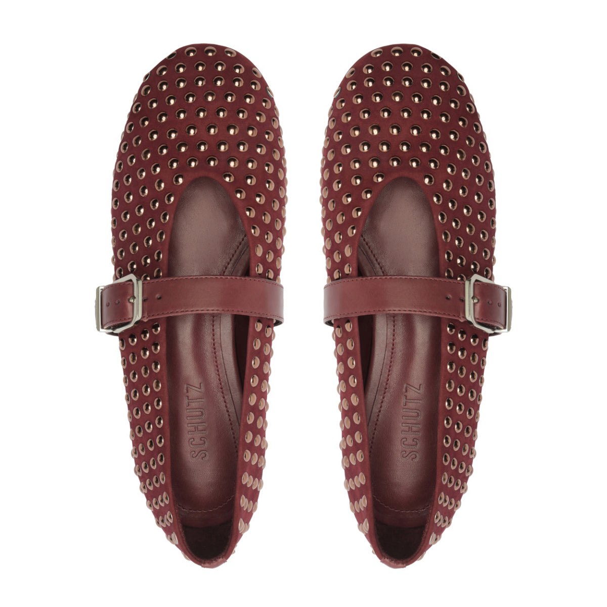 Eiza Shine Suede Flat in Vino