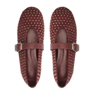 Eiza Shine Suede Flat in Vino