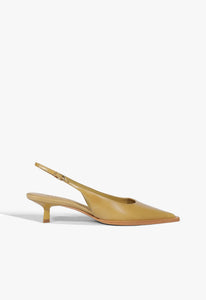Daria Sling Leather Pump in Ecru Olive