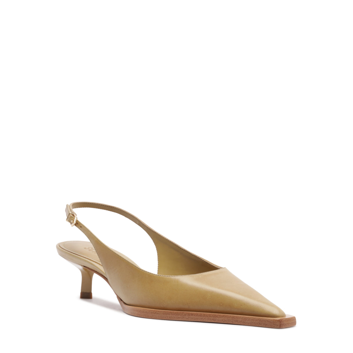 Daria Sling Leather Pump in Ecru Olive
