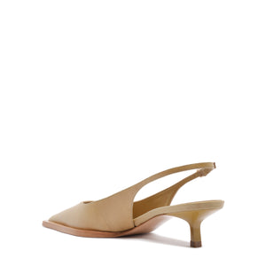 Daria Sling Leather Pump in Ecru Olive