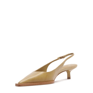 Daria Sling Leather Pump in Ecru Olive