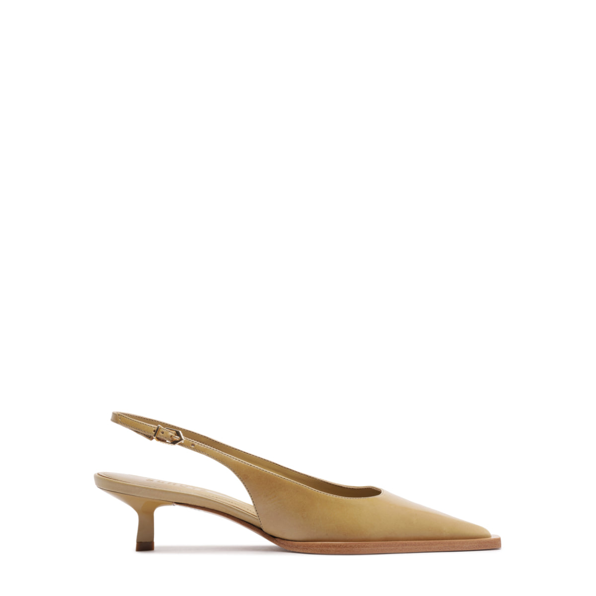 Daria Sling Leather Pump in Ecru Olive