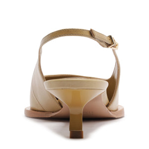 Daria Sling Leather Pump in Ecru Olive