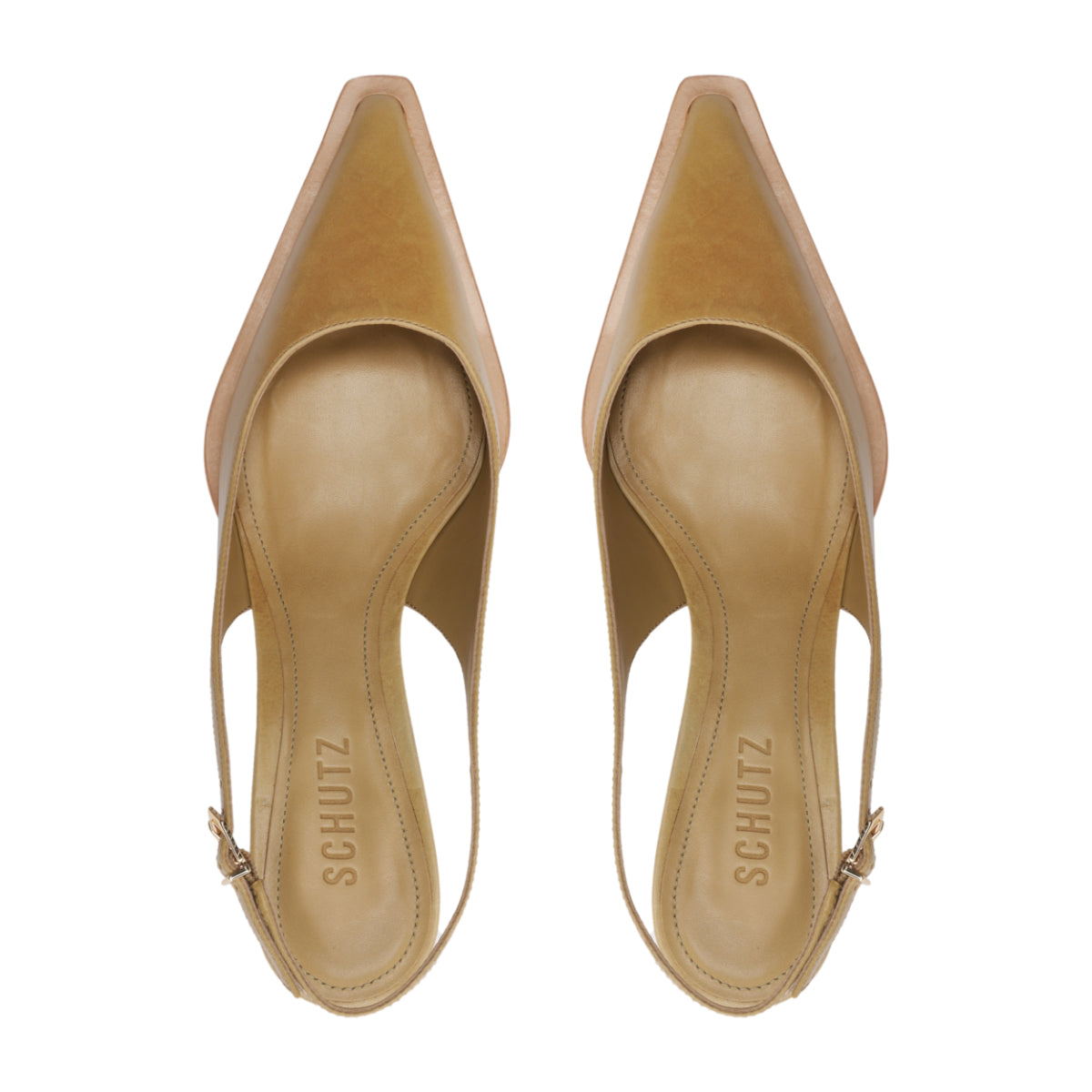 Daria Sling Leather Pump in Ecru Olive