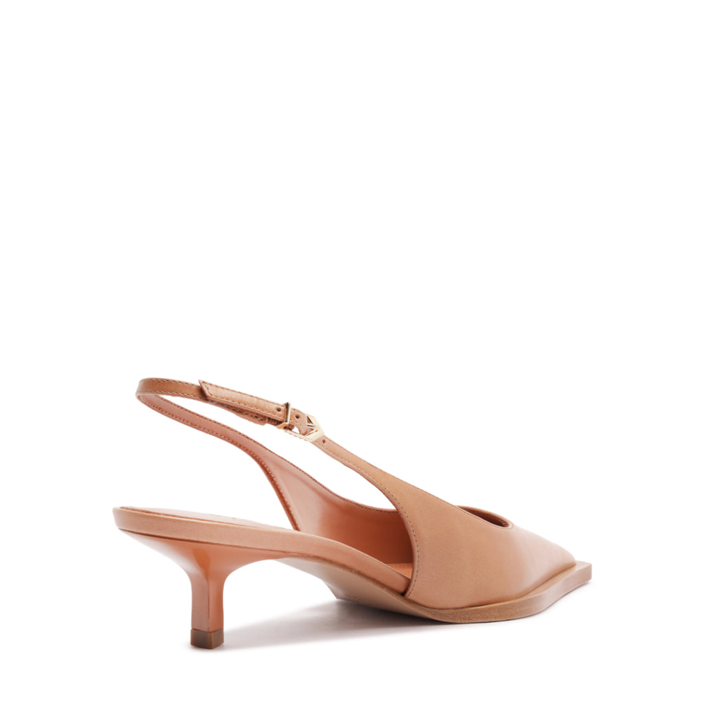 Daria Sling Leather Pump in Earth Clay