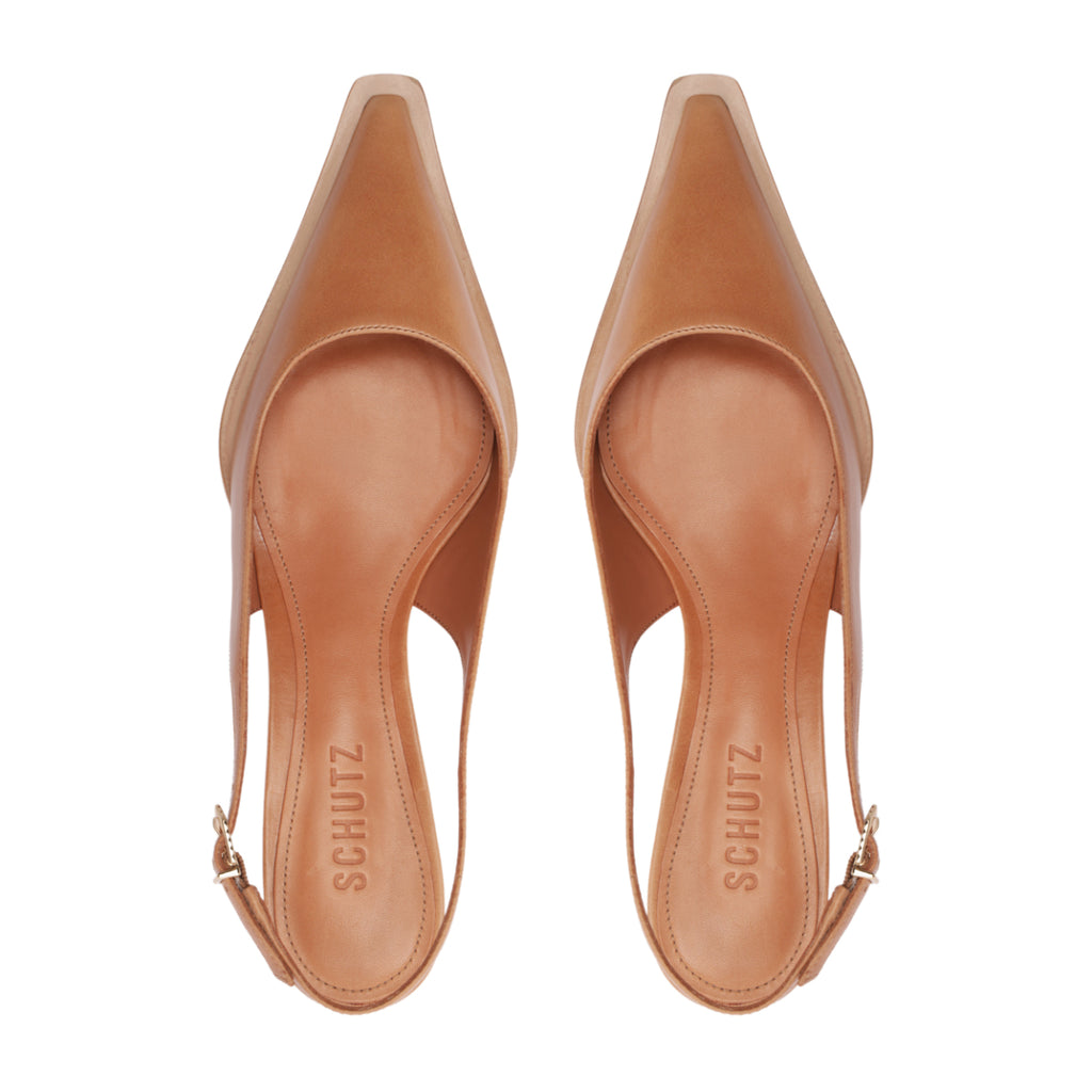 Daria Sling Leather Pump in Earth Clay